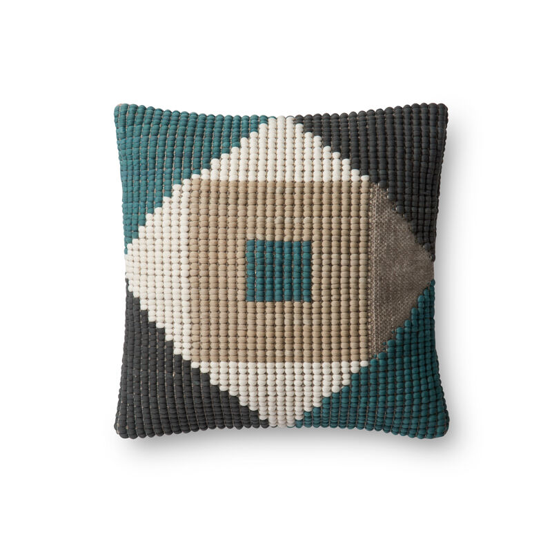 P0505 Teal/Multi 18"x18" Down Pillow