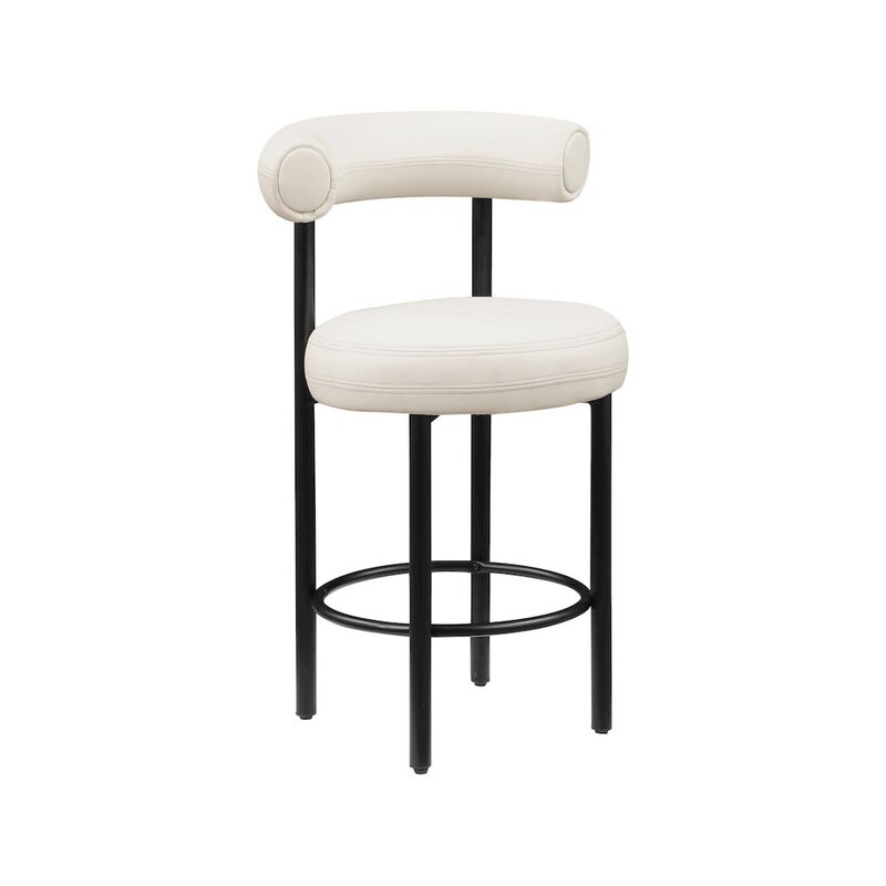 Meridian Furniture Bordeaux Vegan Leather Counter Stool, Set of 2