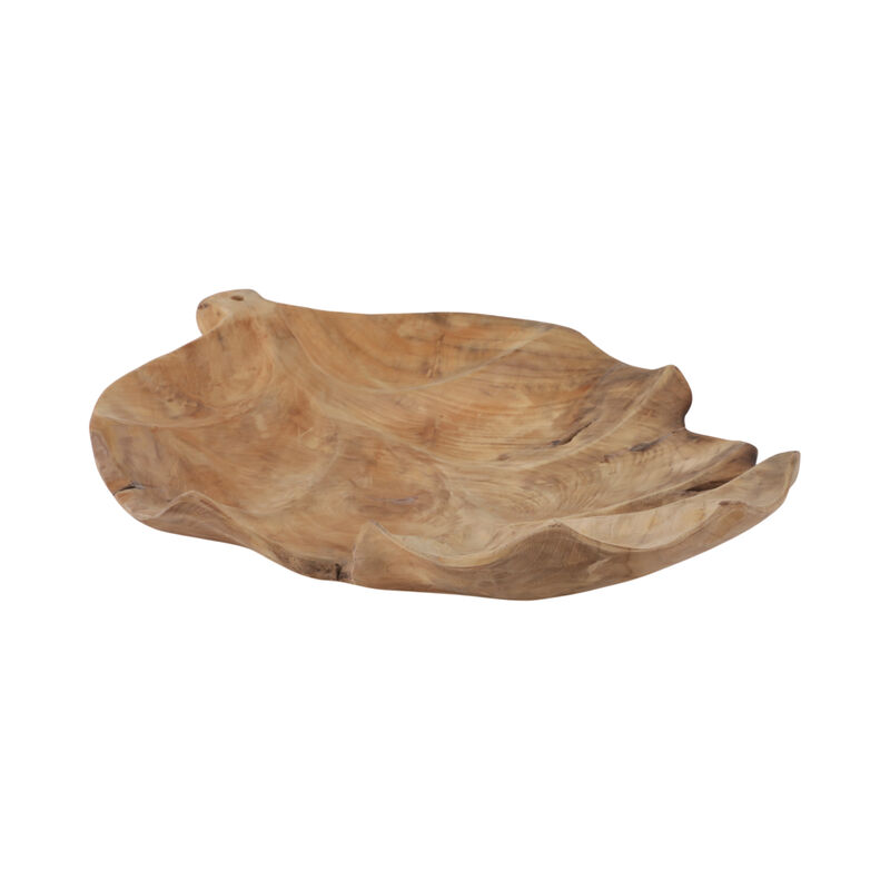 24" Teak Leaf Bowl, Natural image number 1