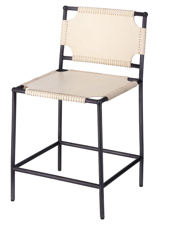 Asher White Leather Counter Stool