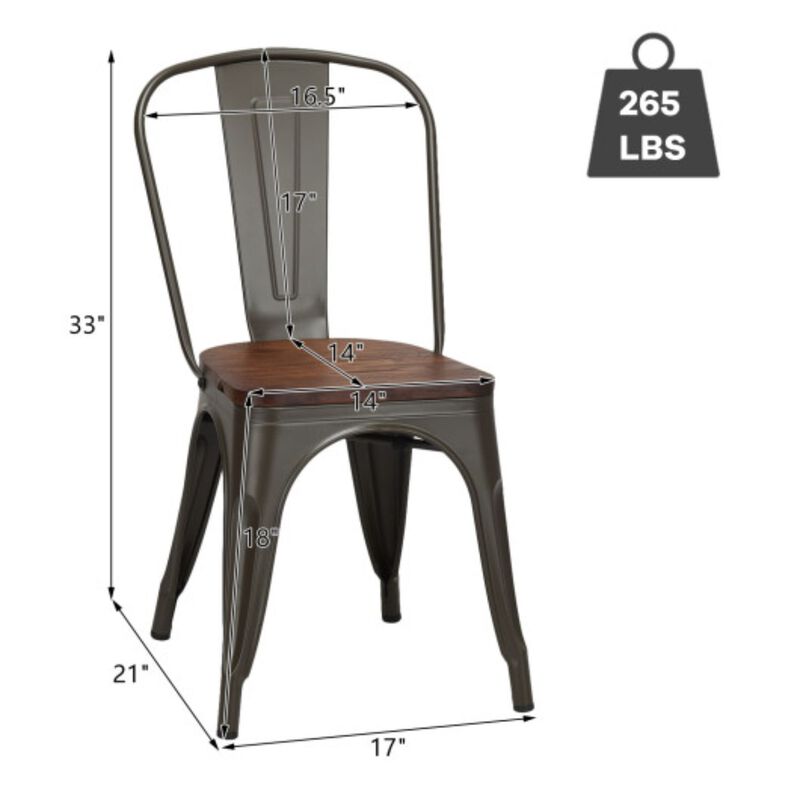 18 Inch Height Set of 4 Stackable Style Metal Wood Dining Chair image number 5