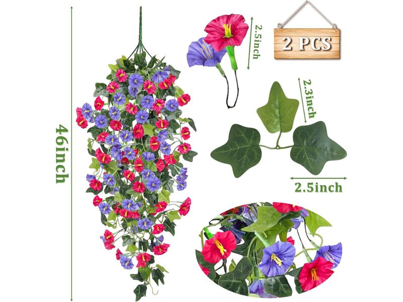 Fuchsia Artificial Hanging Morning Glory Flowers UV Resistant Outdoor Garden image number 2