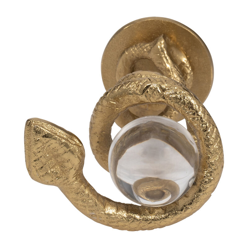 Metal, 7" Snake Coil W/ Acrylic Ball, Gold image number 5