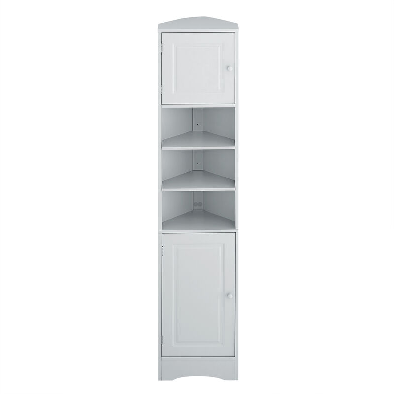 Merax Multi-Functional Corner Cabinet Tall Bathroom Storage Cabinet with Two Doors and Adjustable Shelves
