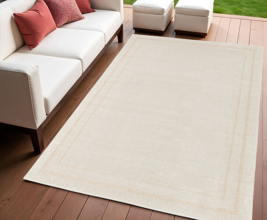 HomeRoots 4' X 6' Ivory And Gold Indoor Outdoor Area Rug