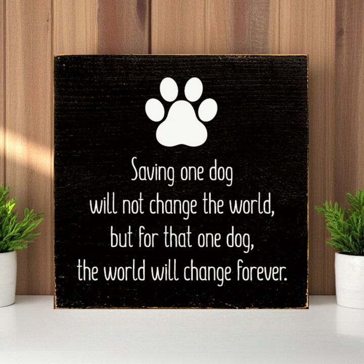 Inspirational Dog Rescue Wall Decor Wooden Sign for Pet Lovers
