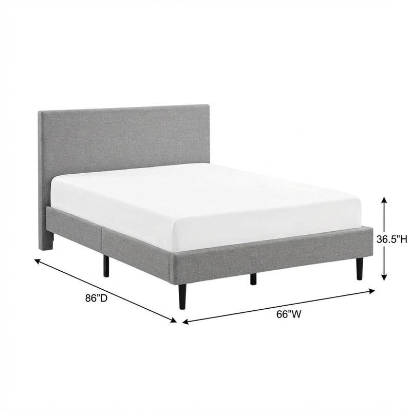 Fabric Queen Bed with Platform Design and Plush Upholstery image number 2