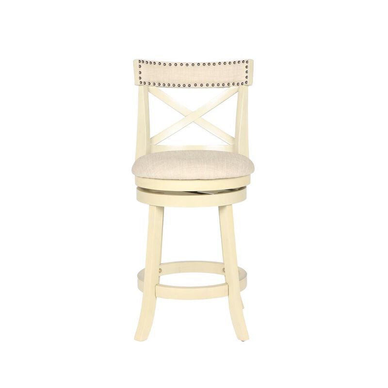 New Classic Furniture Furniture York 24 Wood Counter Stool with Fabric Seat in Ant White