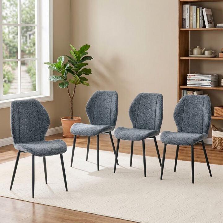 Whisen 4-Pack Retro Minimalist Fabric Dining Chairs with Metal Legs, Upholstered Accent Chairs for Dining Room, Living Room, Office