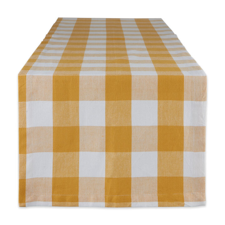 14" x 72" Golden Yellow and White Rectangular Home Essentials Buffalo Checkered Table Runner