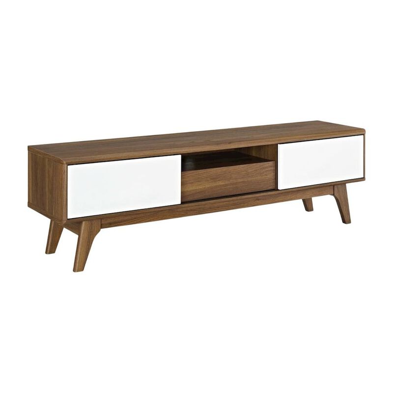 Wooden brown TV stand with 59-inch width and sleek design for modern living image number 0