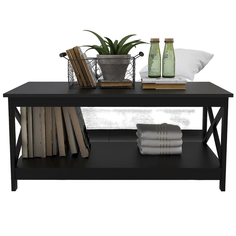Coffee Table Oxford End Table-Black Color: Sleek and Modern Design, Perfect for Living Room D&Atilde;&copy;cor, 2-tier Storage, Sturdy Construction, 40x20x18 inches