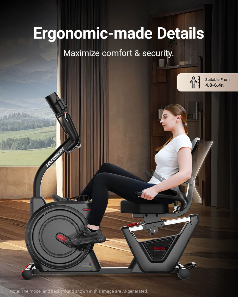 HARISON Semi Commercial Magnetic Recumbent Exercise Bike 450LB Capacity for Seniors Adults (HR-B51) image number 7