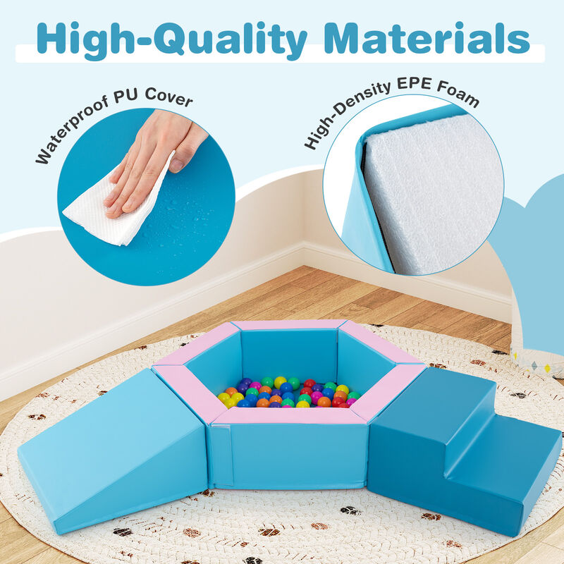 3-Piece Baby Climb and Crawl Foam Play Set with 100 Ocean Balls-Blue image number 7