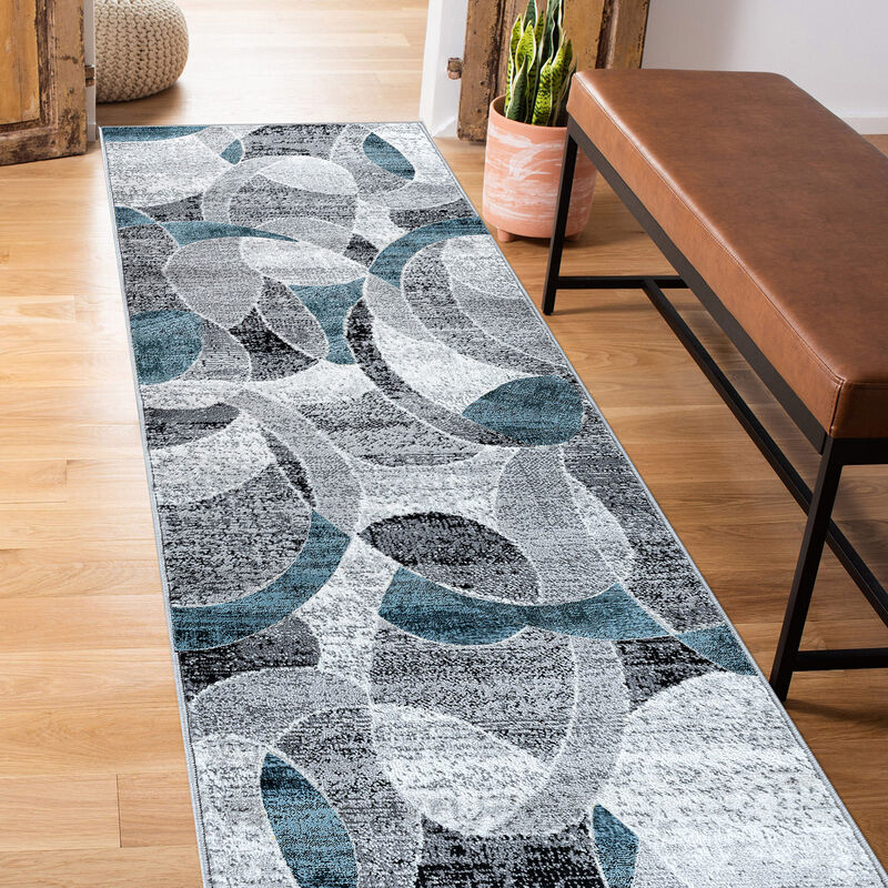 World Rug Gallery Contemporary Distressed Circle Area Rug:  Geometric,  Low Pile,  Stain & Fade Resistant image number 8