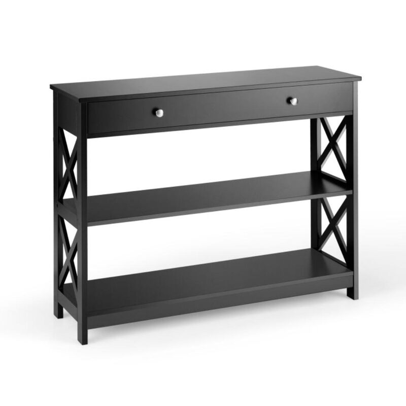 Hivvago Console Table 3-Tier with Drawer and Storage Shelves