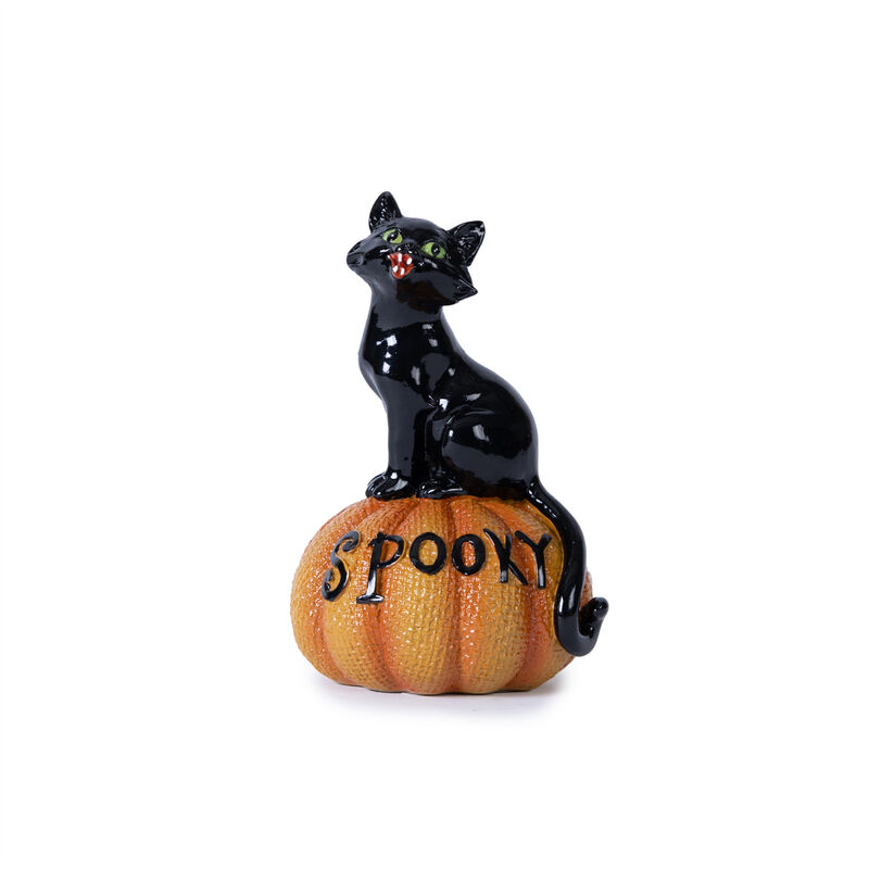 HomeRoots Set of Three Black And Orange Polyresin Halloween Black Cat Figurines image number 3