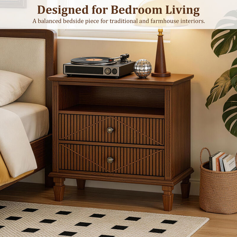 Muquup Farmhouse Nightstand with Charging Station image number 2