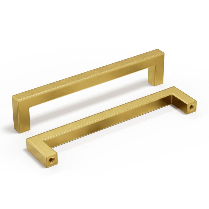 homdiy 6-1/4 Inch Brushed Brass Cabinet Pulls 20 Pack Gold Cabinet Handles Square Hardware for Cupboard,Bathroom