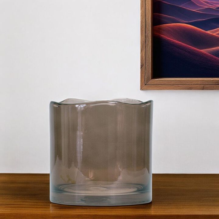 Hivvago 6 Inch Brown Cylinder Glass Table Vase