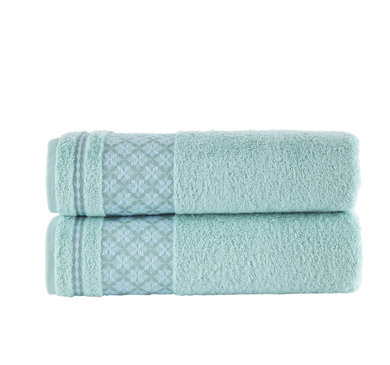 KAFTHAN Textile Plaid Turkish Cotton Bath Towels (Set of 2)