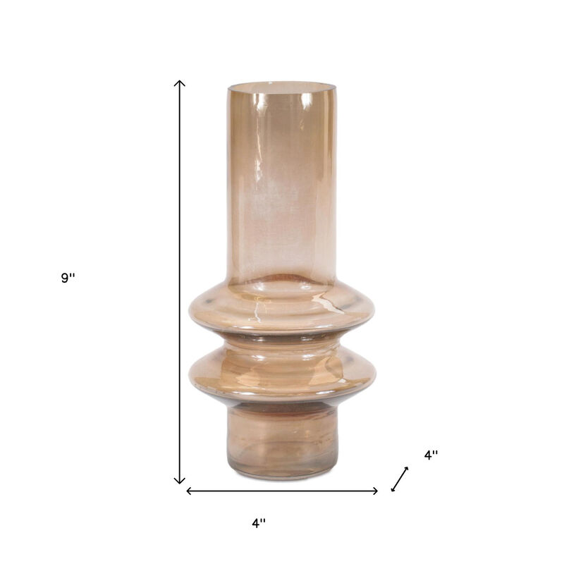 HomeRoots Set of Two Translucent Taupe Glass Cylinder Table Vases image number 4