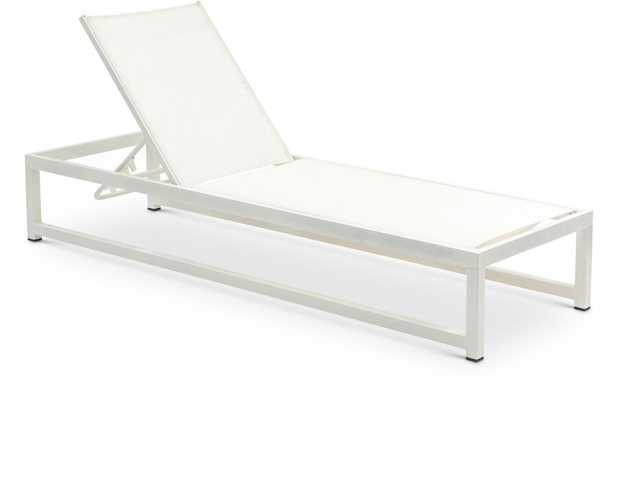 Meridian Furniture Maldives Cream Mesh Water Resistant Fabric Outdoor Patio Sun Chaise Lounge Chair