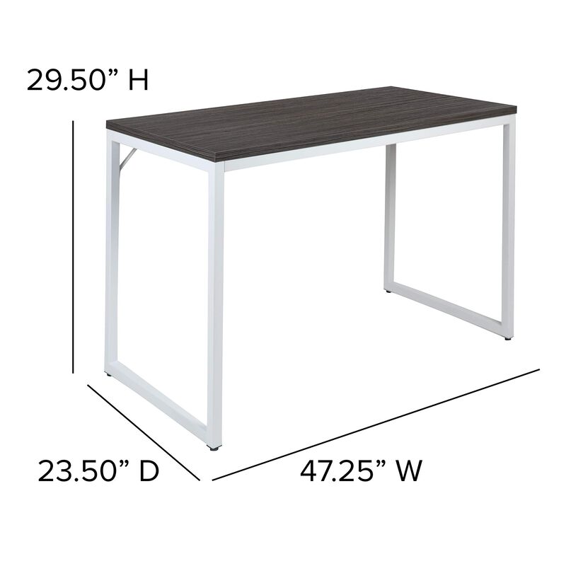 Flash Furniture Kimberly Tiverton Industrial Modern Desk-Rustic Gray/White Commercial Grade Computer Desk-47" Sturdy Home Office Desk-Writing Desk