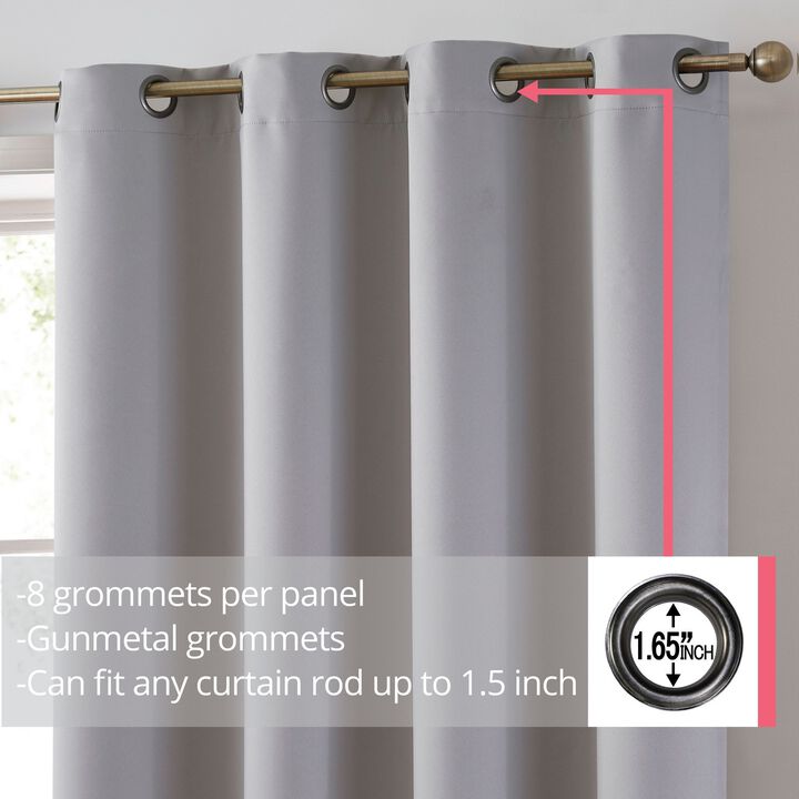 THD Lawrence 100% Full Complete Blackout Heavy Thermal Insulated Energy Saving Heat/Cold Blocking Grommet Curtain Drapery Panels for Bedroom & Living Room - Set of 2