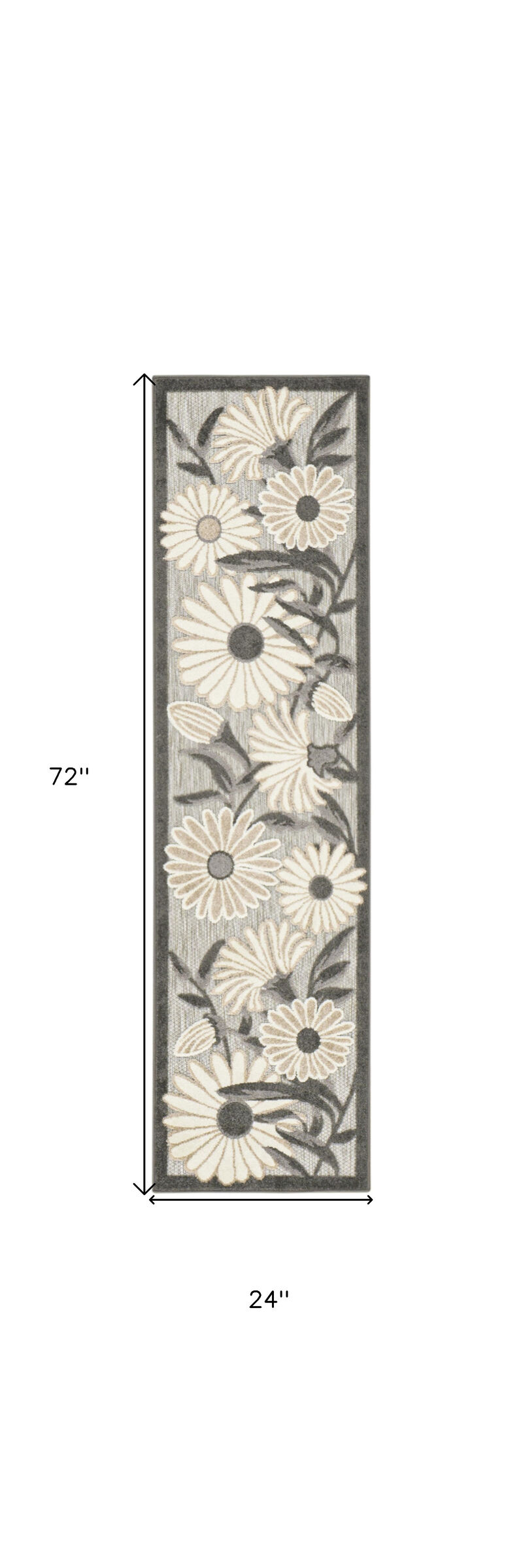 HomeRoots 6' Beige And Gray Floral Indoor Outdoor Runner Rug image number 6