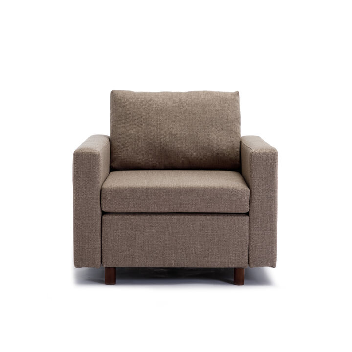 Single Seat Module Sofa Sectional Couch,Cushion Covers Non-removable and Non-Washable,Brown