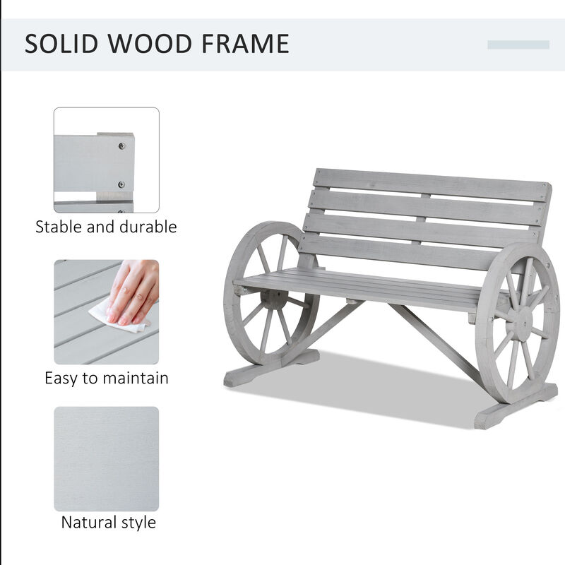Hivvago Wooden Wagon Wheel Garden Bench image number 3