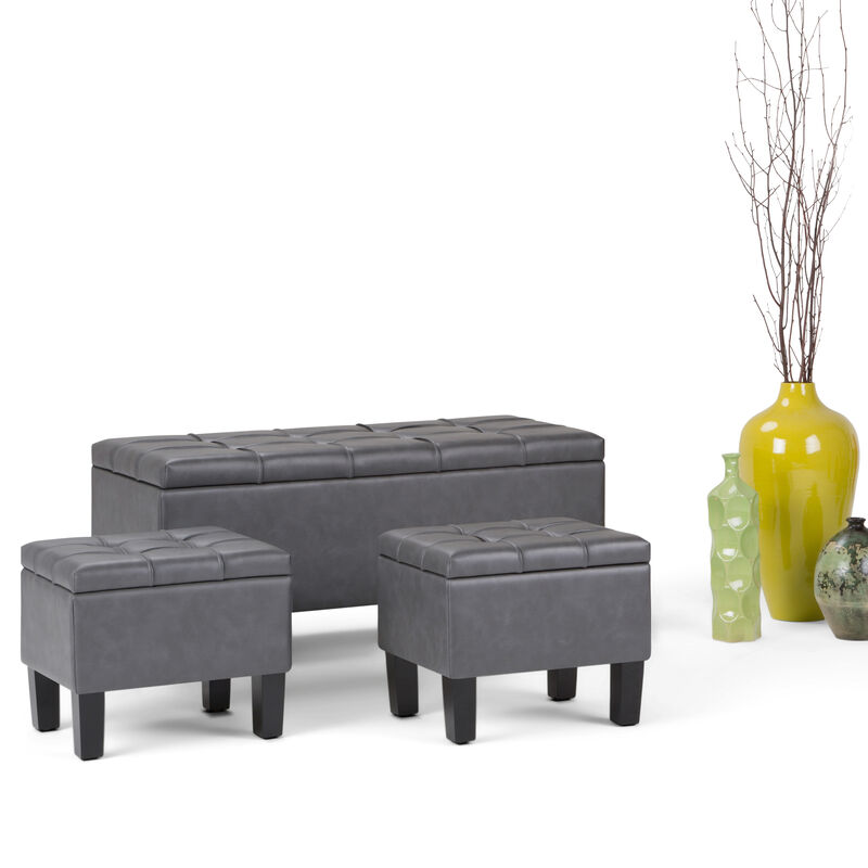 Simpli Home Dover 3 Piece Storage Ottoman image number 2