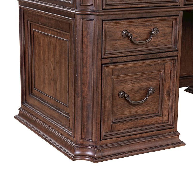 Liberty Furniture Credenza & Hutch Desk Set with LED Touch Light Locking File Drawers image number 9