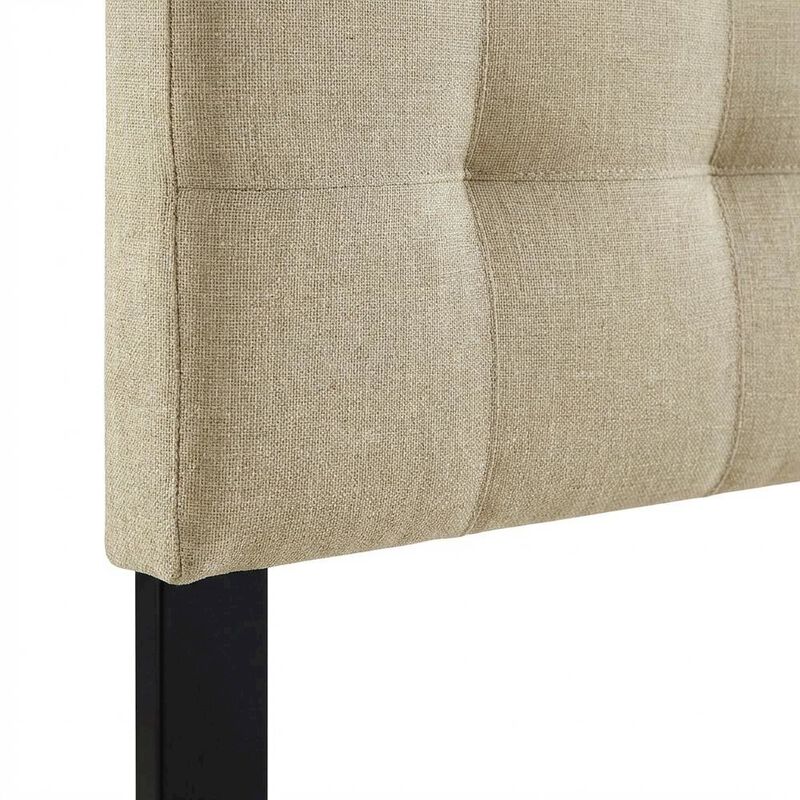 Tufted Upholstered Headboard in Linen Fabric, Elegant Design for King Bed image number 5