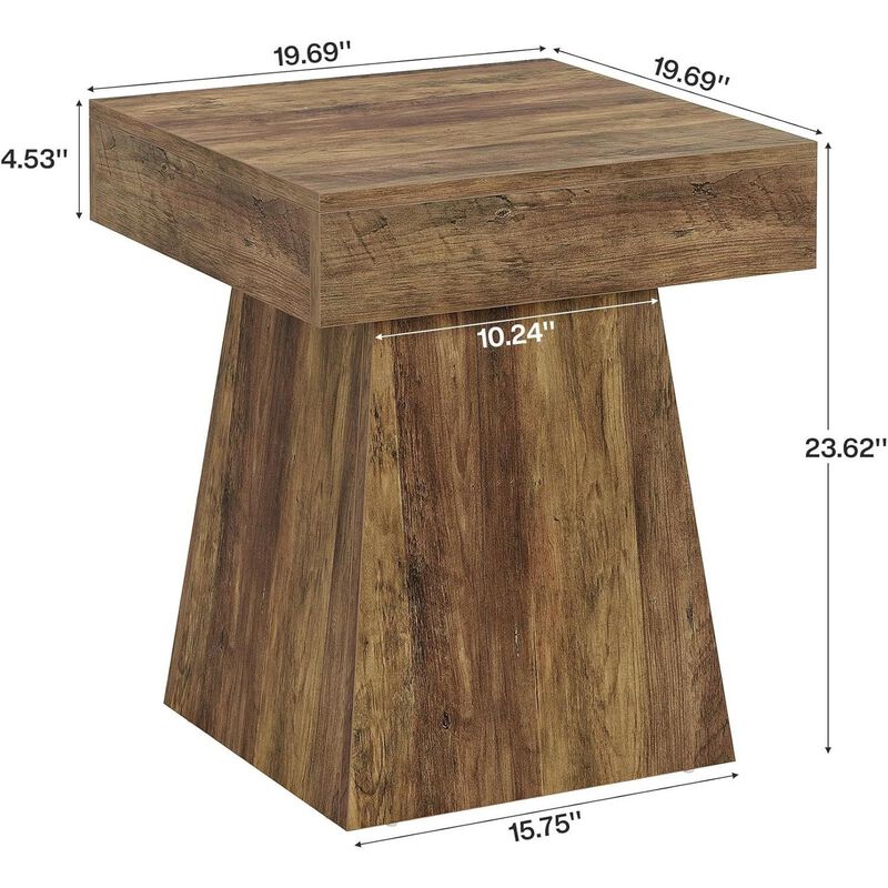 Small Square Side Table Nightstand with Wide Base for Bedroom & Living Room image number 2