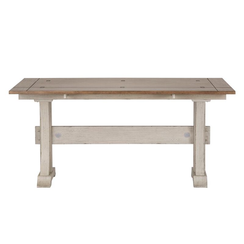 Liberty Furniture Farmhouse Reimagined Flip Lid Sofa Table in Antique White w/ Chestnut Top image number 2