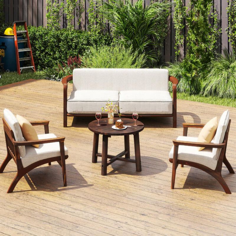 Hivvago Patio End Table with Solid Wood Structure for Garden Deck Poolside and Indoors