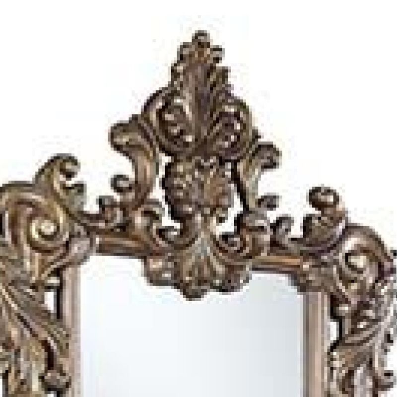 60 Inch Wall Mirror, Oversized Scrolled Carving, Bronze image number 2