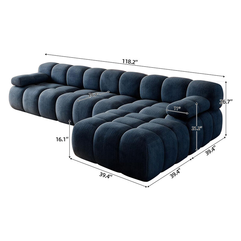 Frelf 118.2" Chenille Modular L-Shaped Sectional Sofa image number 7