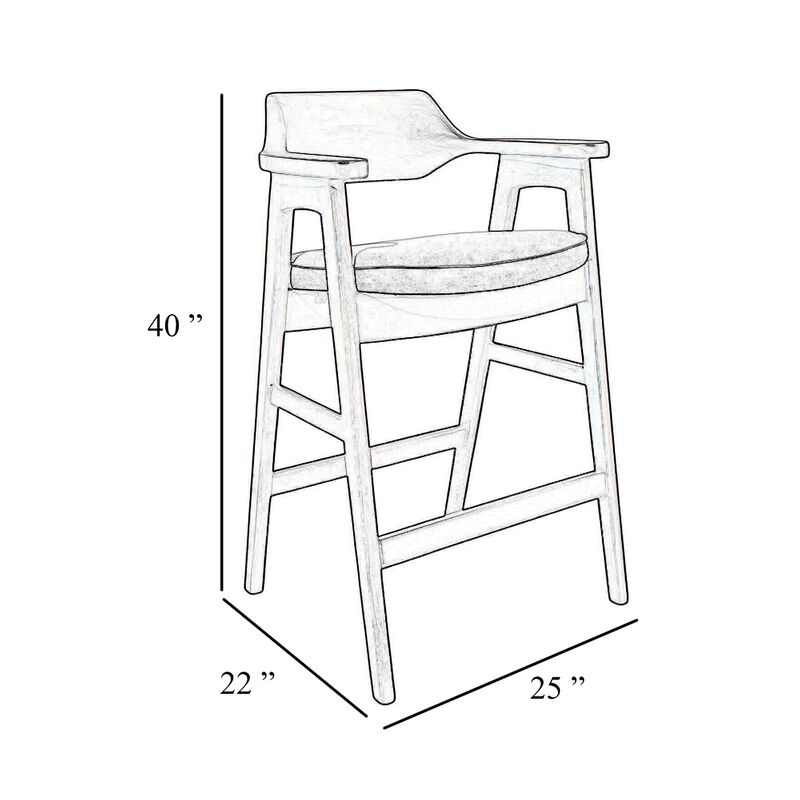 Zsy Barstool Chair w Curved Back, Natural Brown Birch Wood, Anew Gray