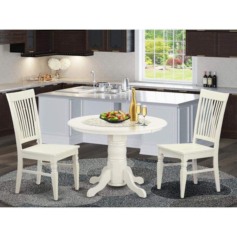 East West Furniture 3  Pc  Dining  room  set  for  2-Kitchen  dinette  Table  and  2  Dining  Chairs image number 3