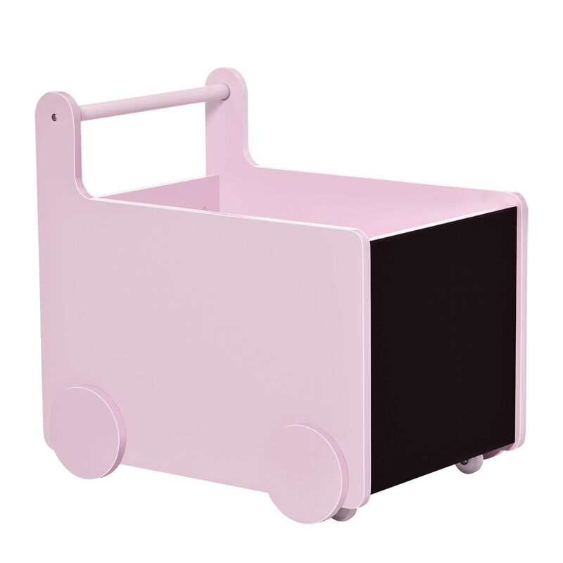 Kids' Storage Cabinet, Organize Books, Toys, and Crafts, Safely Transport With Included Wheels, Pink 18.5"L x 13.75"W x 18"H image number 1