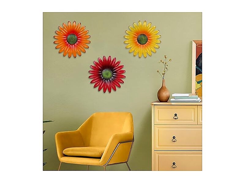 Metal Flower Wall Decor Indoor Outdoor Kitchen Floral Art Bathroom Living Room image number 2