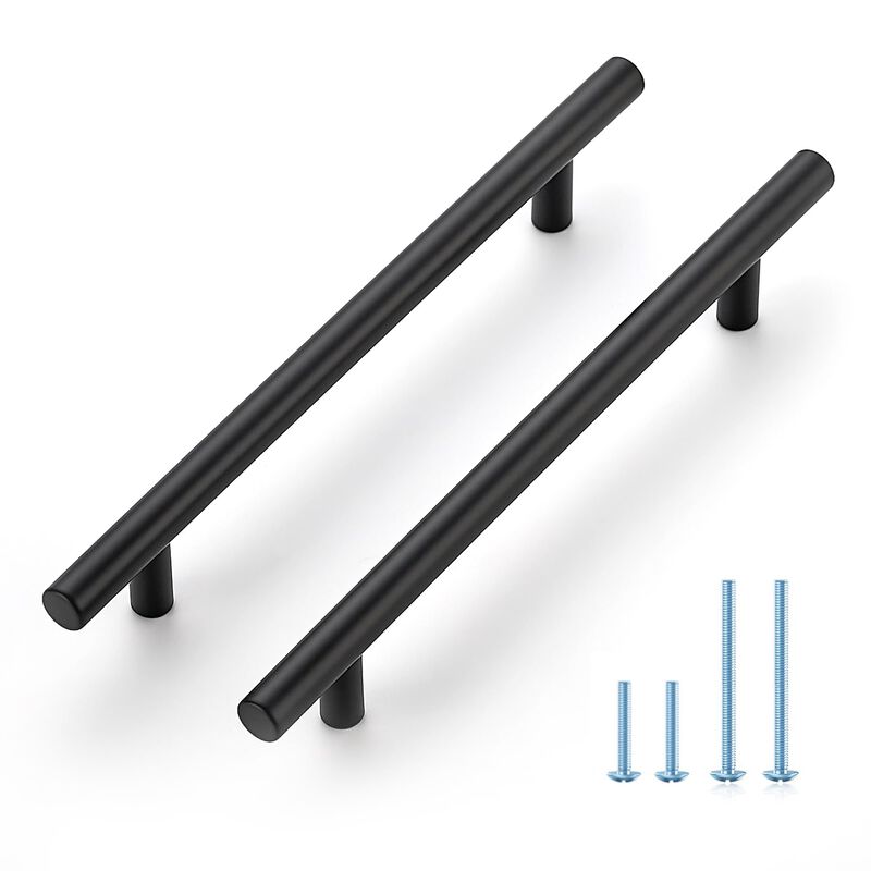 45 Pack 8-13/16 Inch Cabinet Pulls Kitchen Cabinet Handles with 6-1/4 Inch Hole Center Matte Black Cabinet Hardware Stainless St