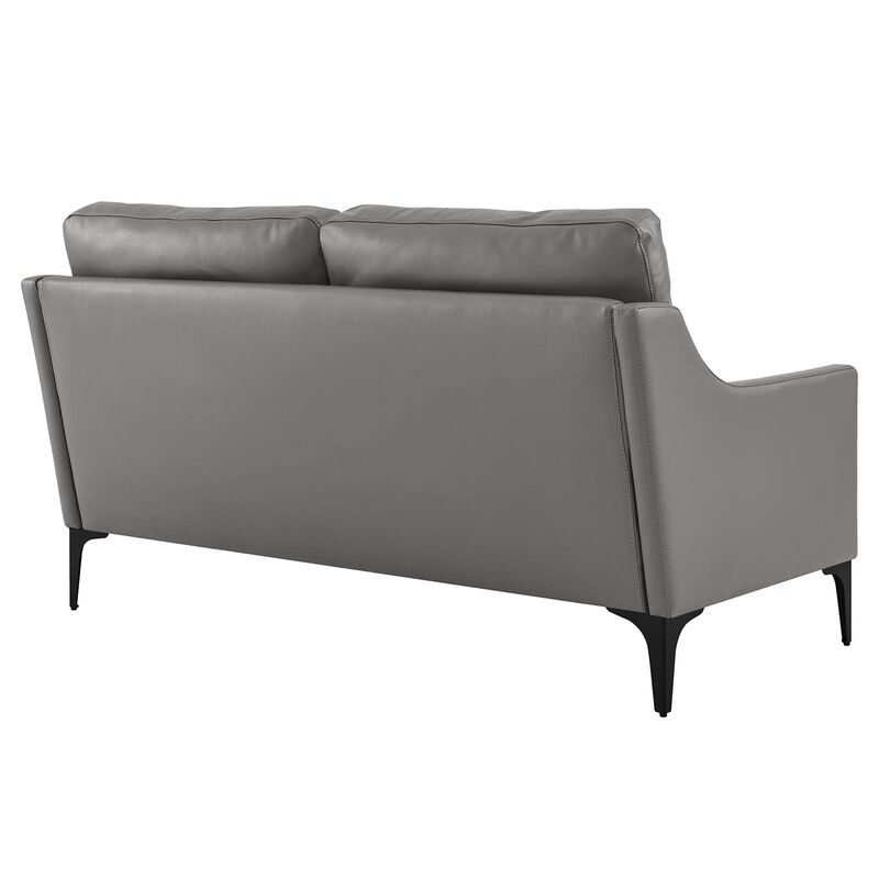 Corland Leather Loveseat Gray