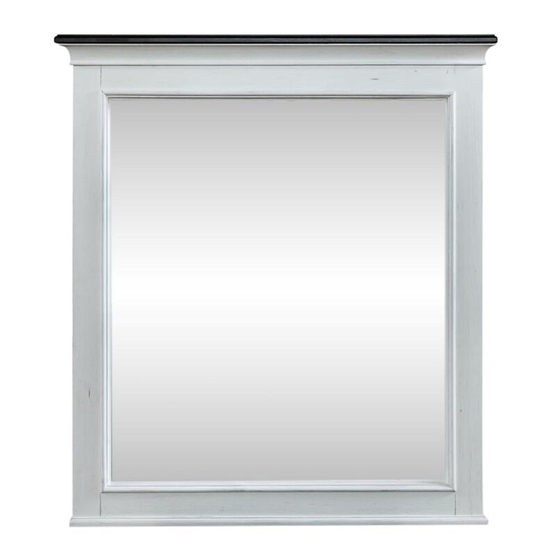 Liberty Furniture Allyson Park Crown Mirror in Wirebrushed White w/ Charcoal Top image number 0