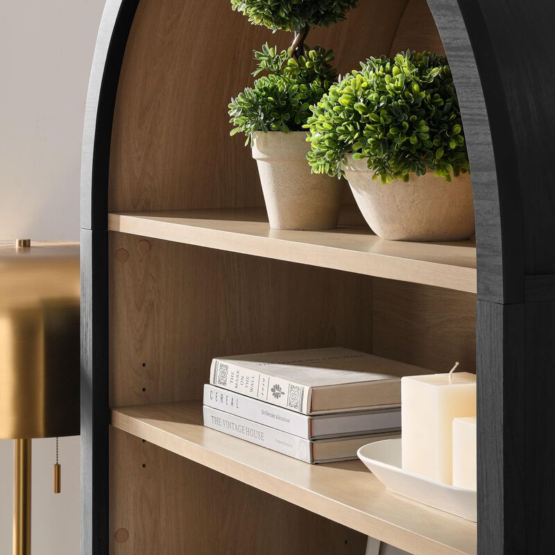Nolan 74" Tall Wide Arched Storage Display Cabinet Bookshelf image number 5