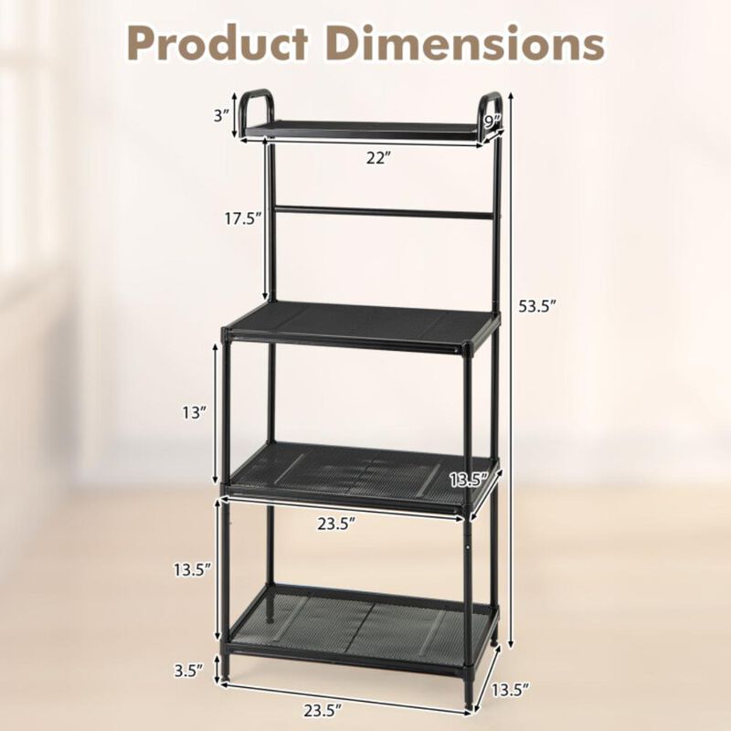 Hivvago 4-Tier Kitchen Microwave Storage Rack with Metal Shelves