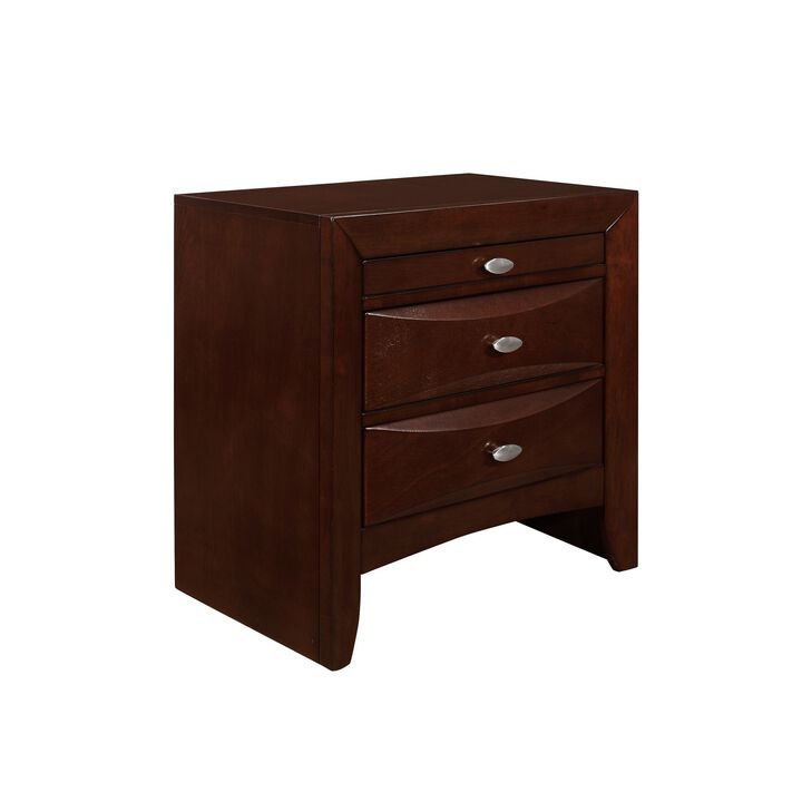 Minimalist Three Drawer Nightstand – Wooden Bedside Table with Storage